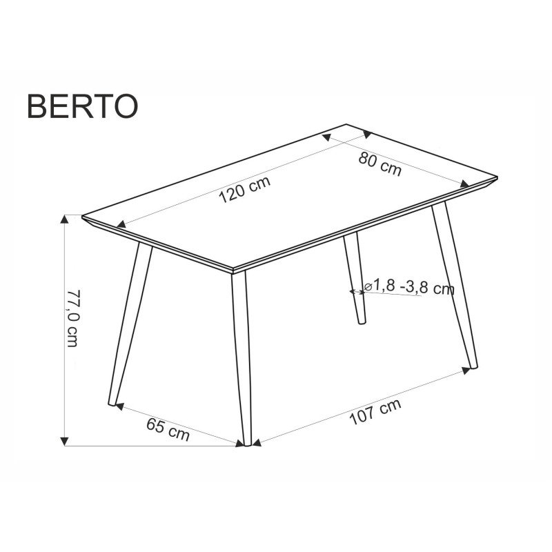 'BERTO Table Top - Natural, Leg - Black' 'BERTO Table Top - Natural, Leg - Black'