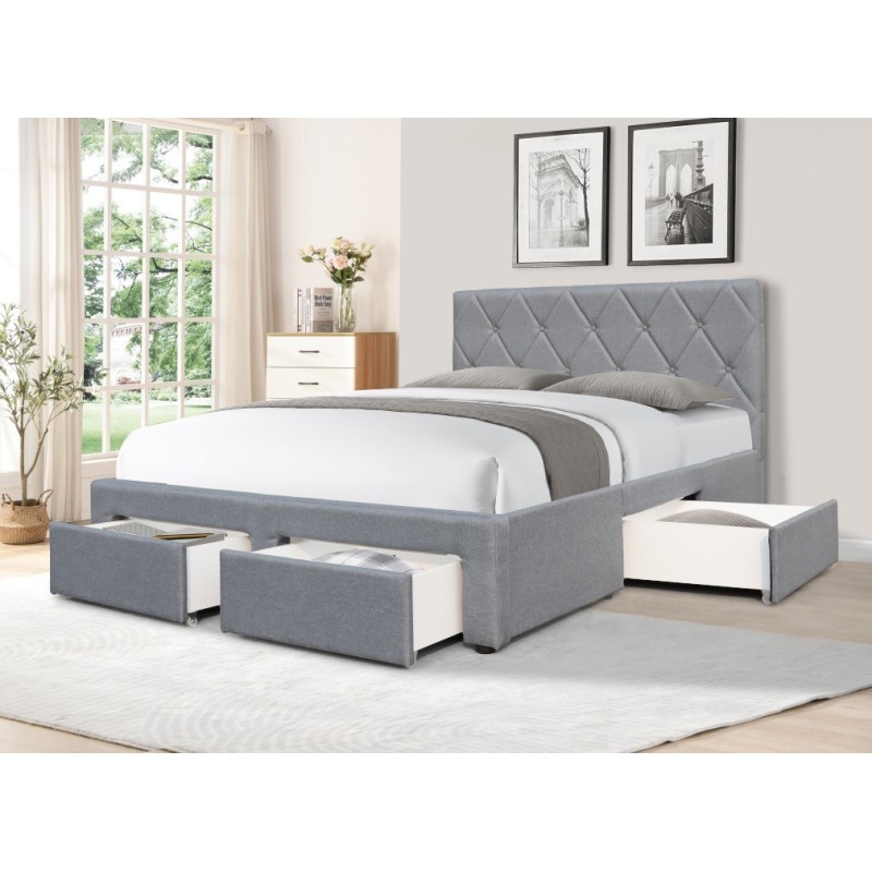 'BETINA 140 Bed with Drawers in Ash Grey'