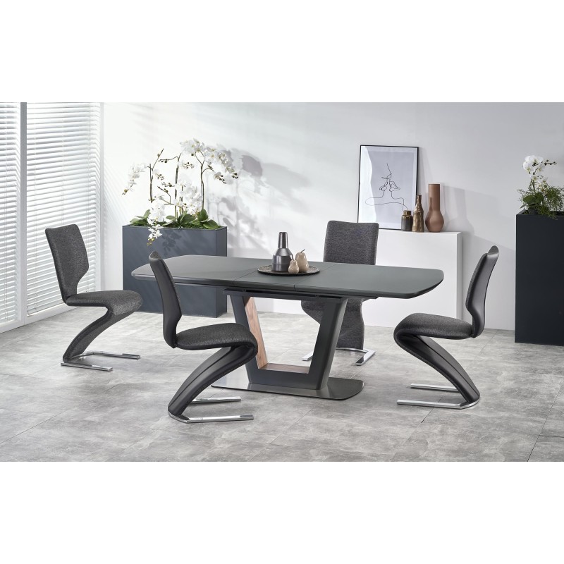 'BILOTTI Extendable Table in Matte Anthracite / Walnut' 'BILOTTI Extendable Table in Matte Anthracite / Walnut'