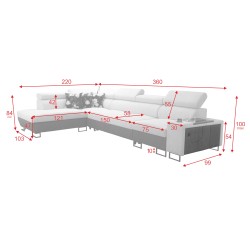 Prestige XI Maxi Corner Sofa with Sleeping Function and USB Port | Upholstered Corner Sofa, Soft to the Touch, Freya 210.24 + Ta Prestige XI Maxi Corner Sofa with Sleeping Function and USB Port | Upholstered Corner Sofa, Soft to the Touch, Freya 210.24 + Ta