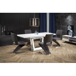 'BLANCO Extendable Table Top - White Marble / White, Leg - White'