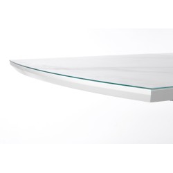 'BLANCO Extendable Table Top - White Marble / White, Leg - White' 'BLANCO Extendable Table Top - White Marble / White, Leg - White'
