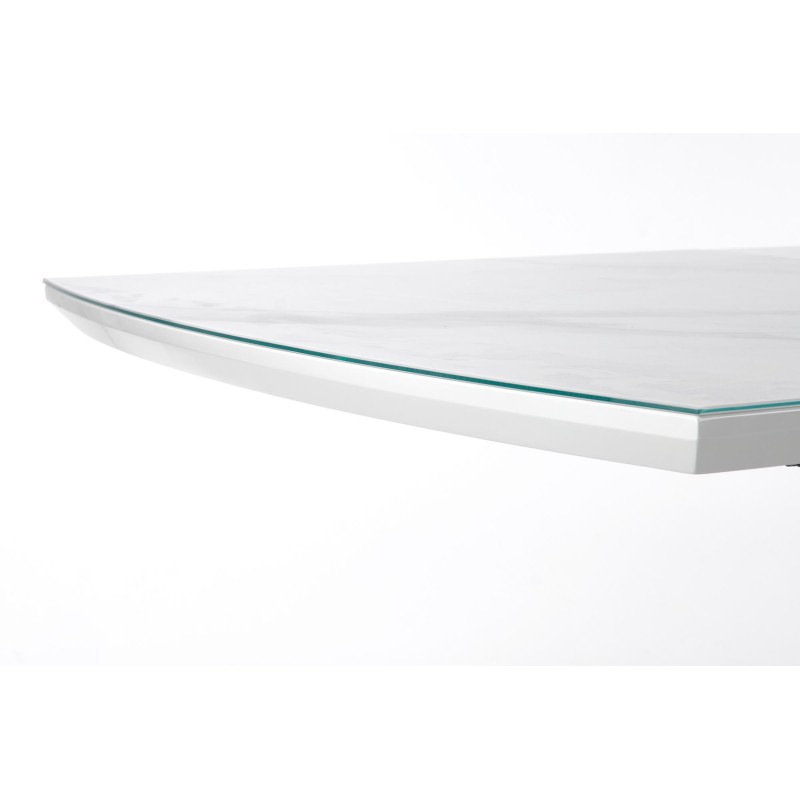 'BLANCO Extendable Table Top - White Marble / White, Leg - White' 'BLANCO Extendable Table Top - White Marble / White, Leg - White'