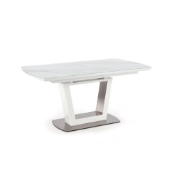 'BLANCO Extendable Table Top - White Marble / White, Leg - White' 'BLANCO Extendable Table Top - White Marble / White, Leg - White'
