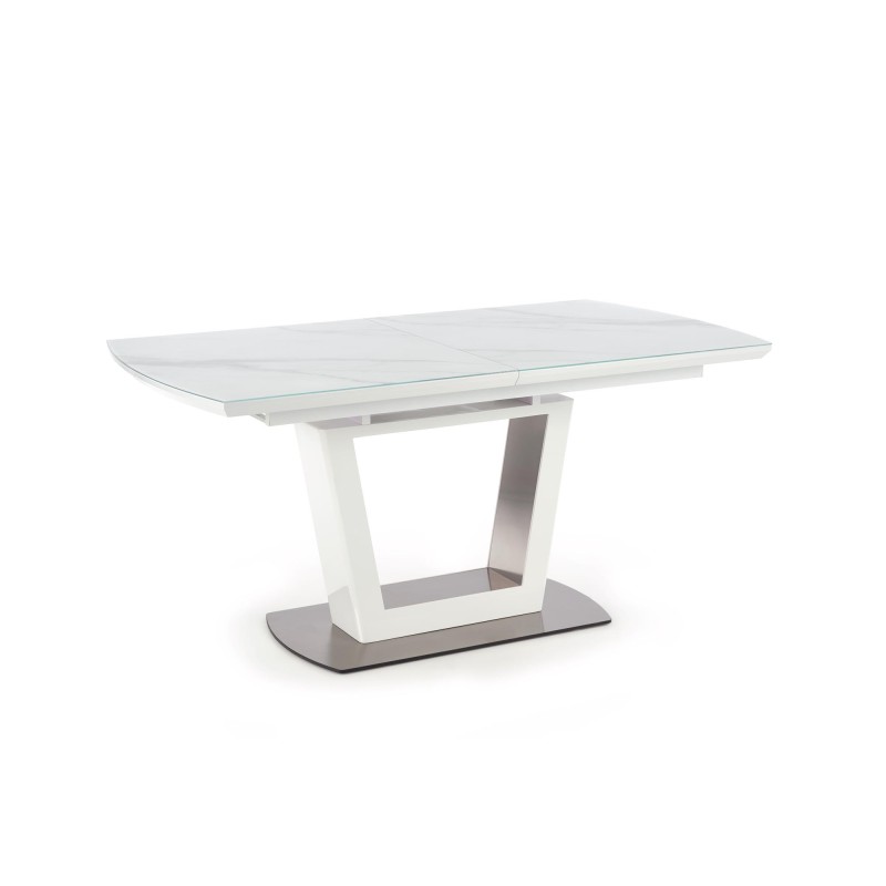 'BLANCO Extendable Table Top - White Marble / White, Leg - White' 'BLANCO Extendable Table Top - White Marble / White, Leg - White'