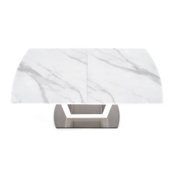 'BLANCO Extendable Table Top - White Marble / White, Leg - White' 'BLANCO Extendable Table Top - White Marble / White, Leg - White'