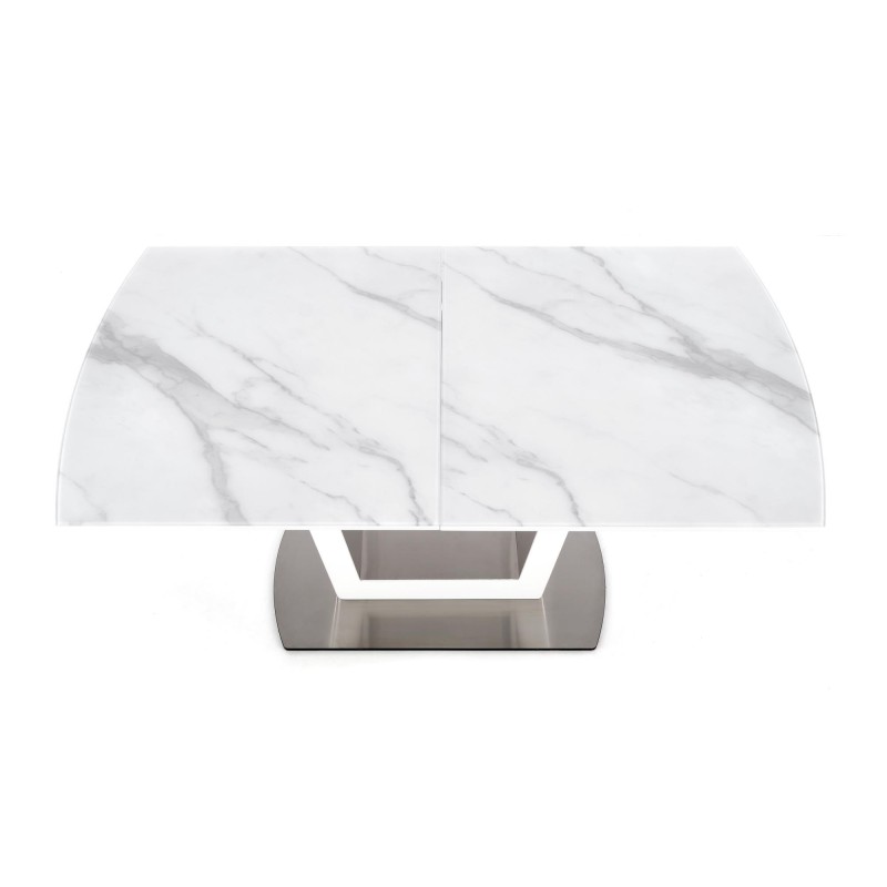 'BLANCO Extendable Table Top - White Marble / White, Leg - White' 'BLANCO Extendable Table Top - White Marble / White, Leg - White'