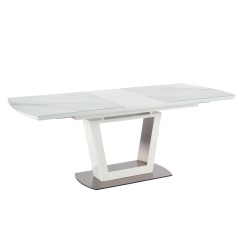 'BLANCO Extendable Table Top - White Marble / White, Leg - White' 'BLANCO Extendable Table Top - White Marble / White, Leg - White'