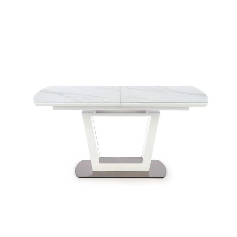 'BLANCO Extendable Table Top - White Marble / White, Leg - White' 'BLANCO Extendable Table Top - White Marble / White, Leg - White'