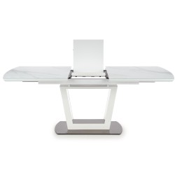 'BLANCO Extendable Table Top - White Marble / White, Leg - White' 'BLANCO Extendable Table Top - White Marble / White, Leg - White'
