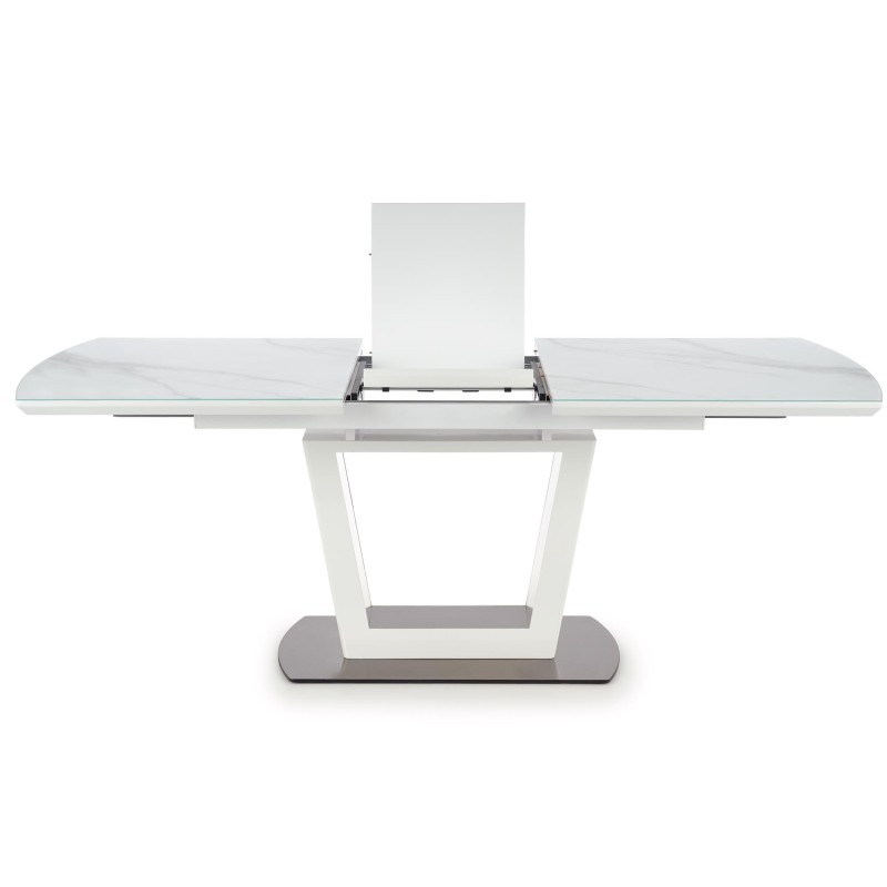 'BLANCO Extendable Table Top - White Marble / White, Leg - White' 'BLANCO Extendable Table Top - White Marble / White, Leg - White'