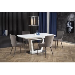 'BLANCO Extendable Table Top - White Marble / White, Leg - White' 'BLANCO Extendable Table Top - White Marble / White, Leg - White'