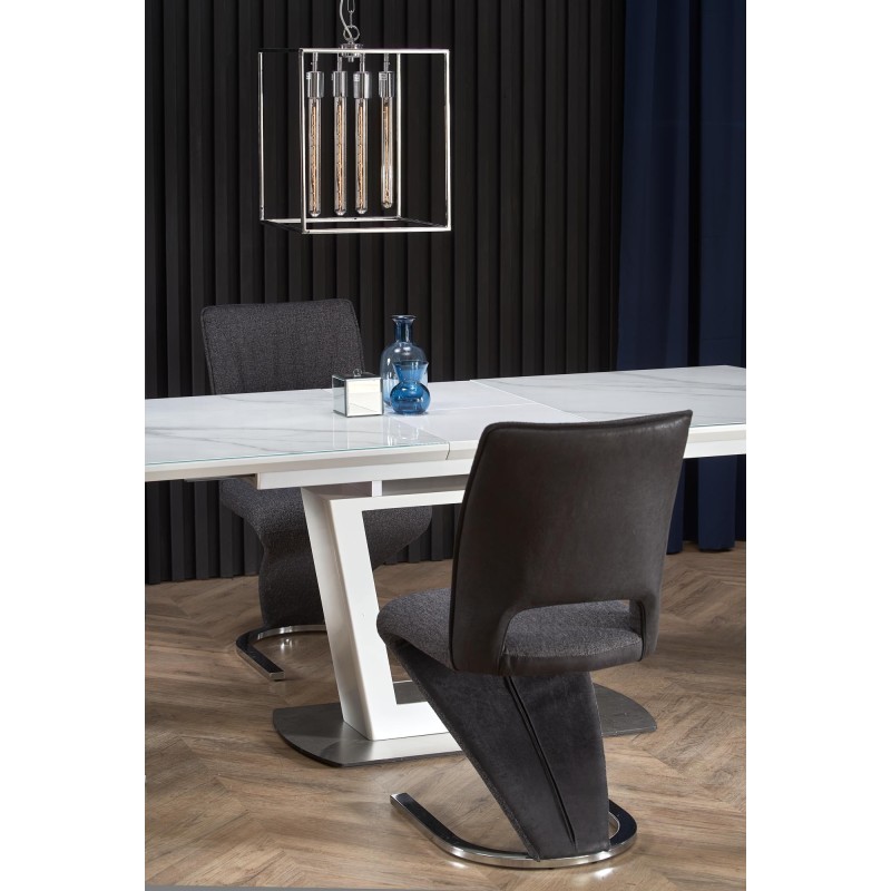 'BLANCO Extendable Table Top - White Marble / White, Leg - White' 'BLANCO Extendable Table Top - White Marble / White, Leg - White'