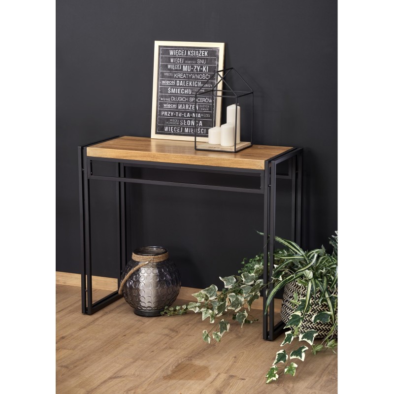 'BOLIVAR KN1 Golden Oak / Black Console Table' 'BOLIVAR KN1 Golden Oak / Black Console Table'