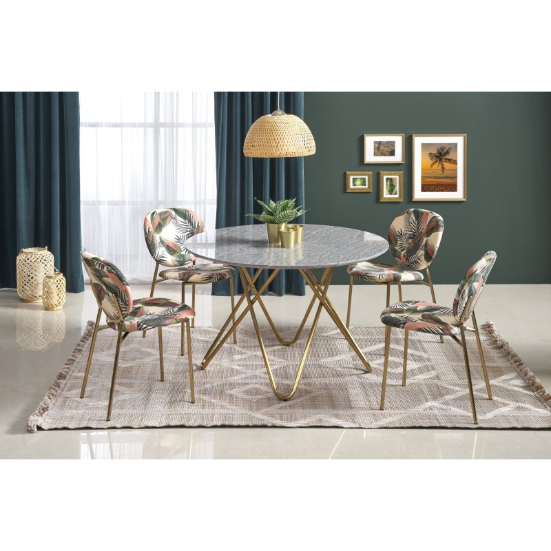 'BONELLO Table, Top - Ashen Marble, Legs - Gold'