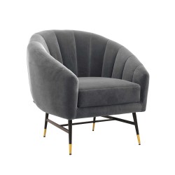 'BRITNEY Relaxation Armchair in Ash Grey / Black / Gold'