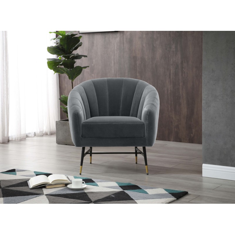 'BRITNEY Relaxation Armchair in Ash Grey / Black / Gold' 'BRITNEY Relaxation Armchair in Ash Grey / Black / Gold'