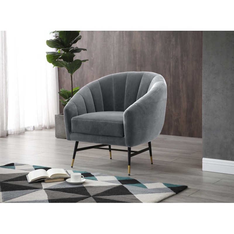 'BRITNEY Relaxation Armchair in Ash Grey / Black / Gold' 'BRITNEY Relaxation Armchair in Ash Grey / Black / Gold'