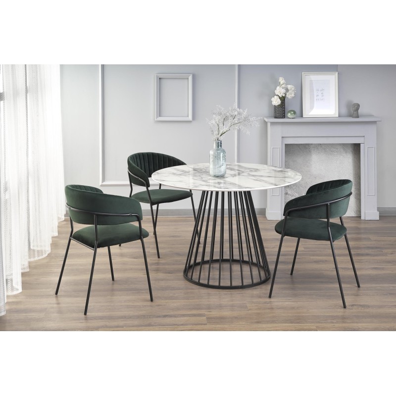 'BRODWAY Table Top - White Marble, Leg - Black' 'BRODWAY Table Top - White Marble, Leg - Black'