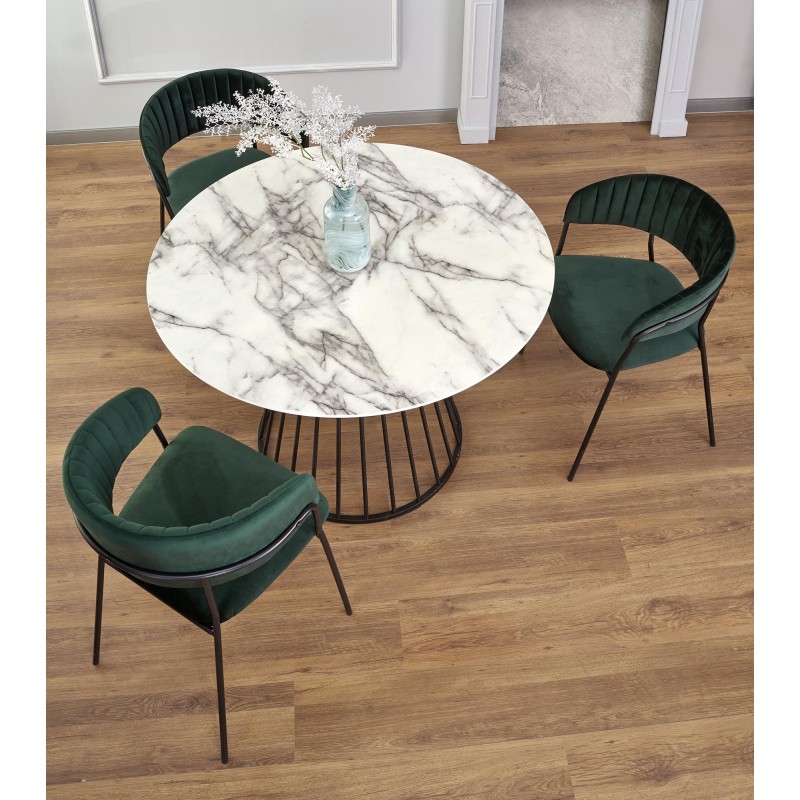 'BRODWAY Table Top - White Marble, Leg - Black' 'BRODWAY Table Top - White Marble, Leg - Black'