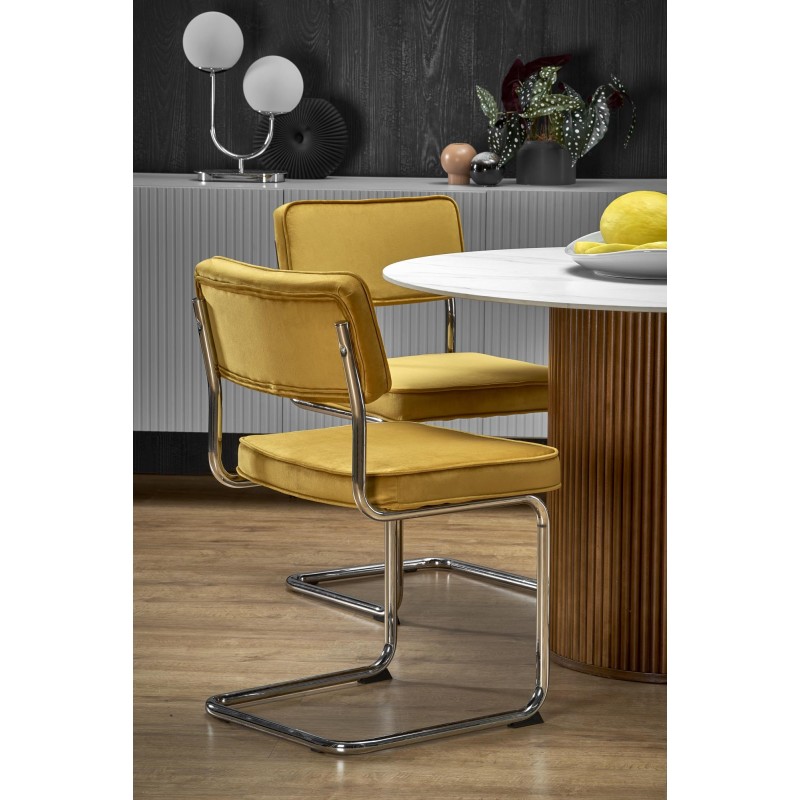 'BRUNO Round Table, White Marble / Walnut' 'BRUNO Round Table, White Marble / Walnut'
