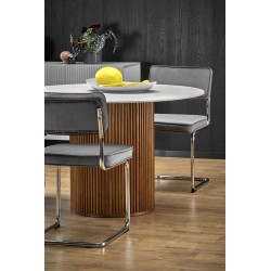 'BRUNO Round Table, White Marble / Walnut' 'BRUNO Round Table, White Marble / Walnut'
