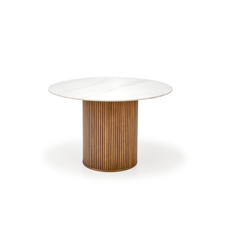 'BRUNO Round Table, White Marble / Walnut' 'BRUNO Round Table, White Marble / Walnut'