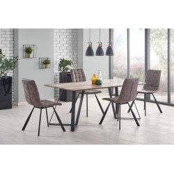 'CALGARY Table, Top - Rustic Walnut, Legs - Black'