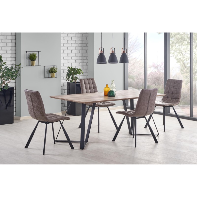 'CALGARY Table, Top - Rustic Walnut, Legs - Black' 'CALGARY Table, Top - Rustic Walnut, Legs - Black'