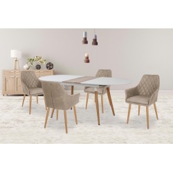 'CALIBER Extendable Table White / San Remo Oak'