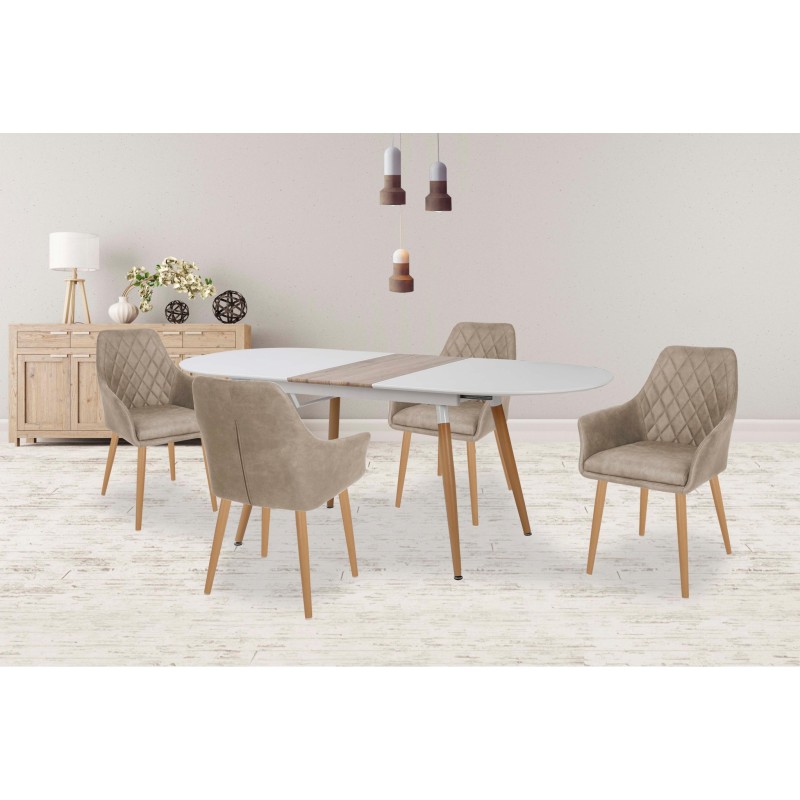 'CALIBER Extendable Table White / San Remo Oak' 'CALIBER Extendable Table White / San Remo Oak'