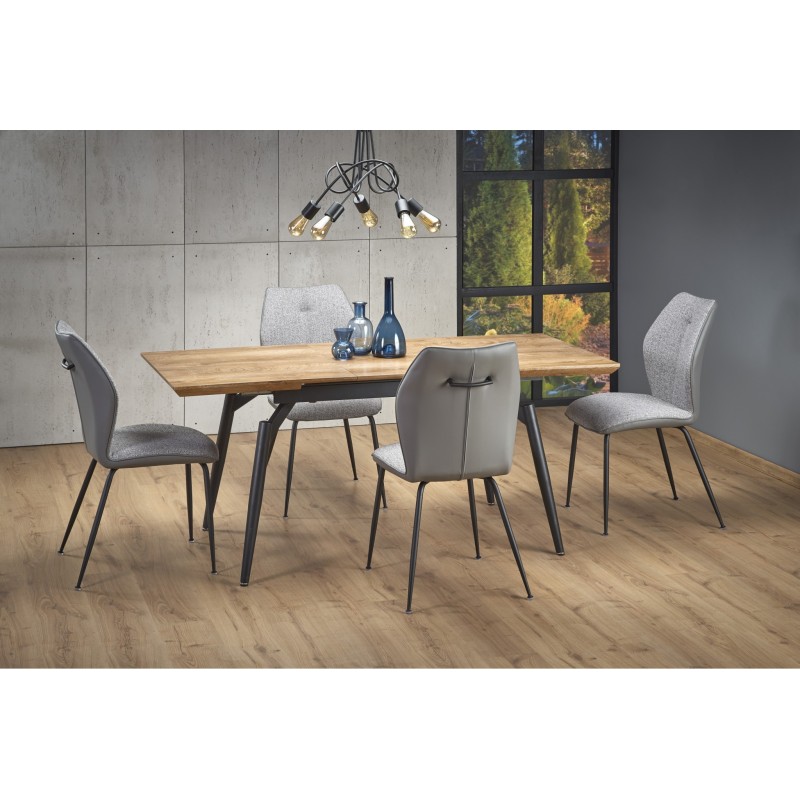"CAMBELL Extendable Table, Top - Natural, Legs - Black" "CAMBELL Extendable Table, Top - Natural, Legs - Black"