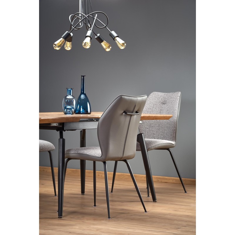 "CAMBELL Extendable Table, Top - Natural, Legs - Black" "CAMBELL Extendable Table, Top - Natural, Legs - Black"