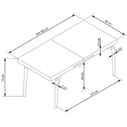 "CAMBELL Extendable Table, Top - Natural, Legs - Black" "CAMBELL Extendable Table, Top - Natural, Legs - Black"