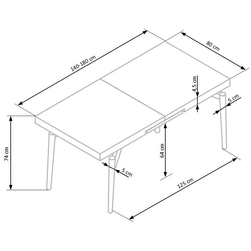 "CAMBELL Extendable Table, Top - Natural, Legs - Black" "CAMBELL Extendable Table, Top - Natural, Legs - Black"