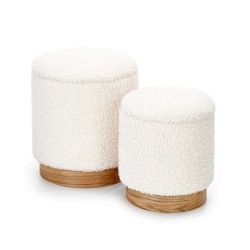 'CANCUN Set of 2 Poufs, Cream / Natural'