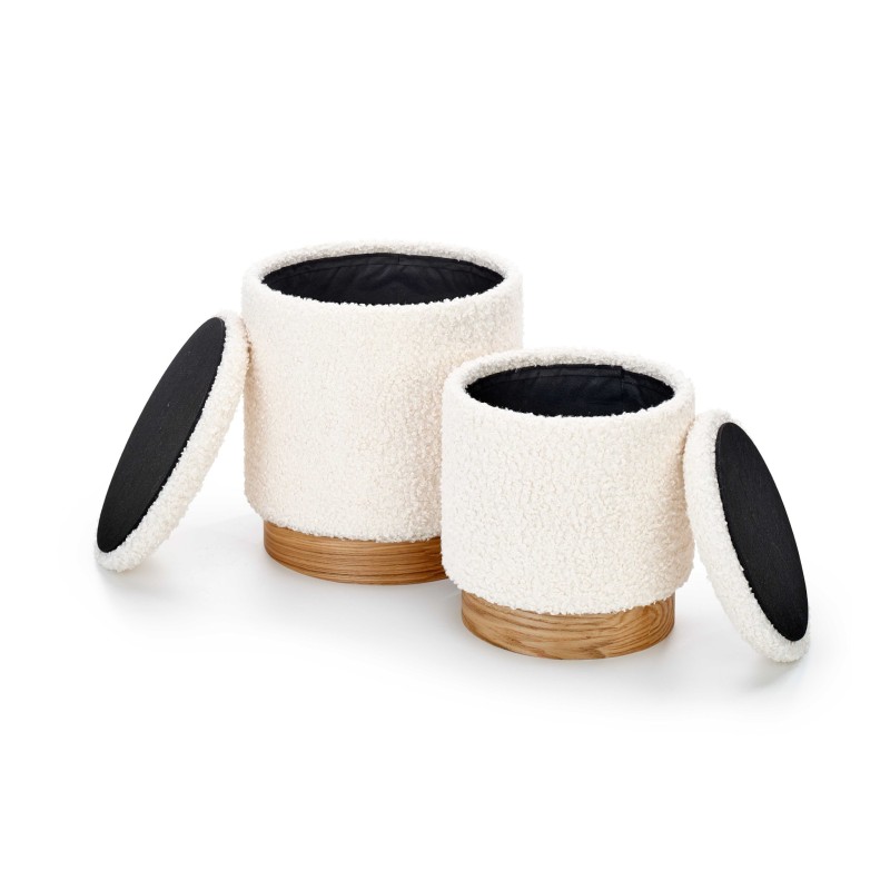'CANCUN Set of 2 Poufs, Cream / Natural' 'CANCUN Set of 2 Poufs, Cream / Natural'