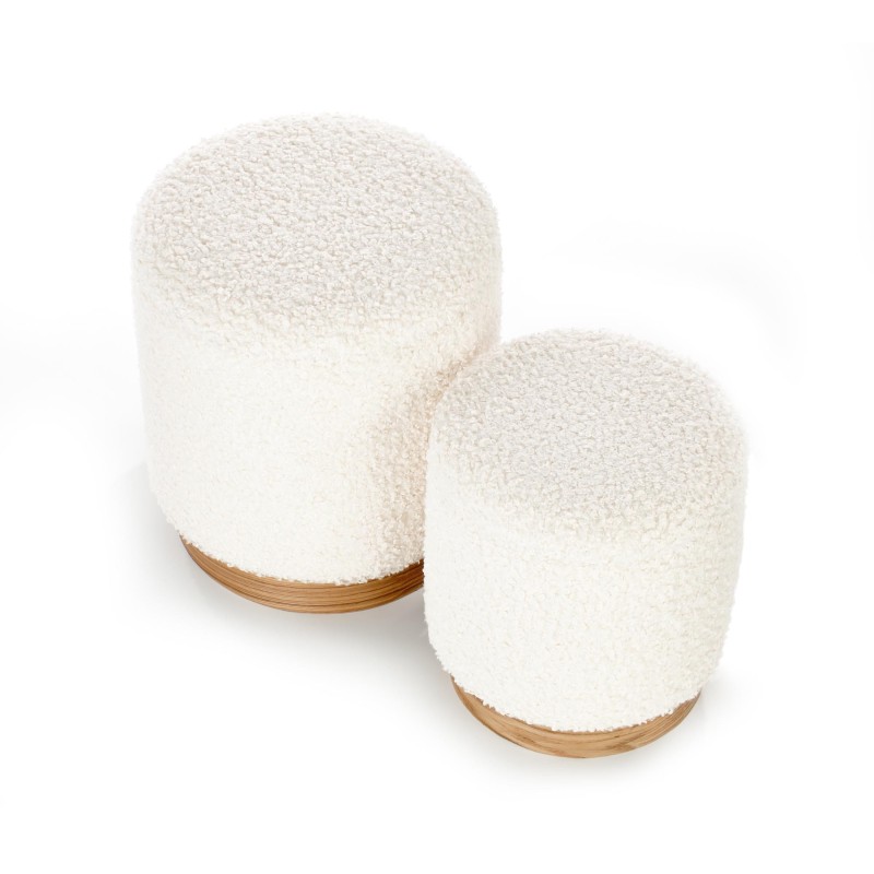 'CANCUN Set of 2 Poufs, Cream / Natural' 'CANCUN Set of 2 Poufs, Cream / Natural'