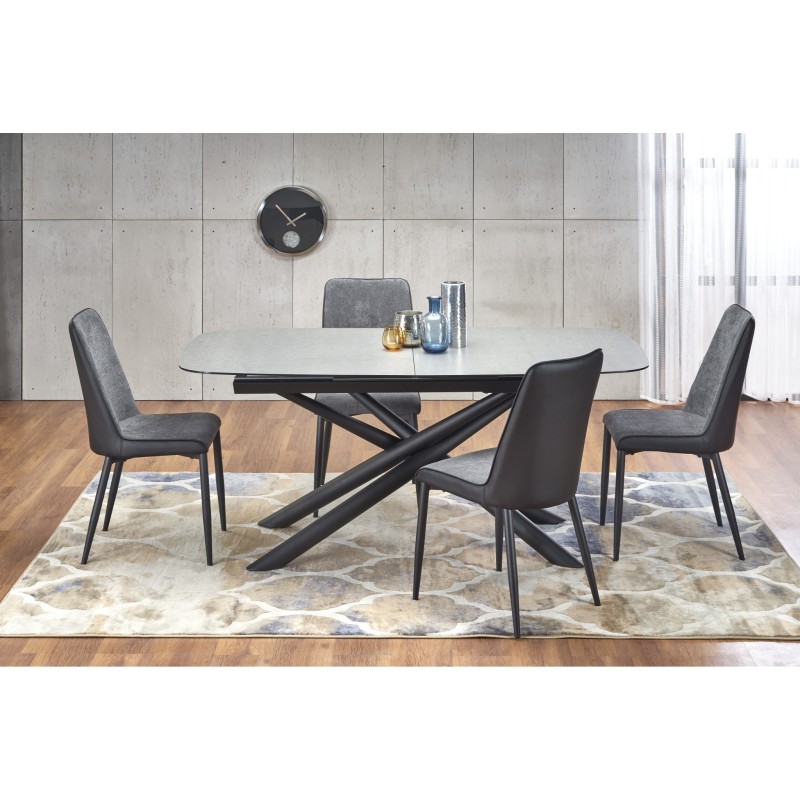 'CAPELLO Extendable Table Top - Dark Ash, Legs - Black' 'CAPELLO Extendable Table Top - Dark Ash, Legs - Black'