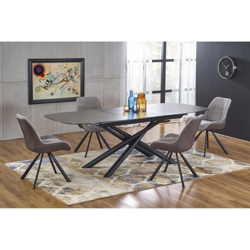 'CAPELLO Extendable Table Top - Dark Ash, Legs - Black' 'CAPELLO Extendable Table Top - Dark Ash, Legs - Black'