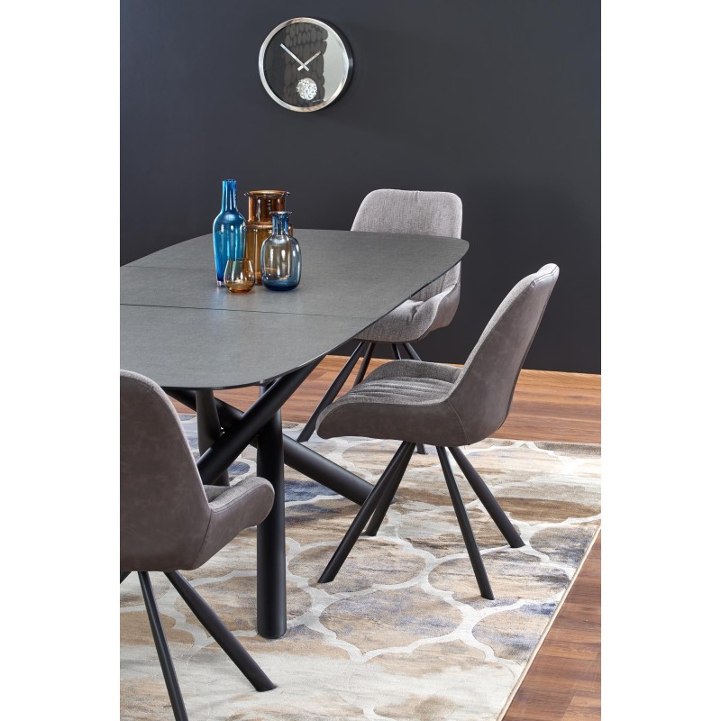 'CAPELLO Extendable Table Top - Dark Ash, Legs - Black' 'CAPELLO Extendable Table Top - Dark Ash, Legs - Black'