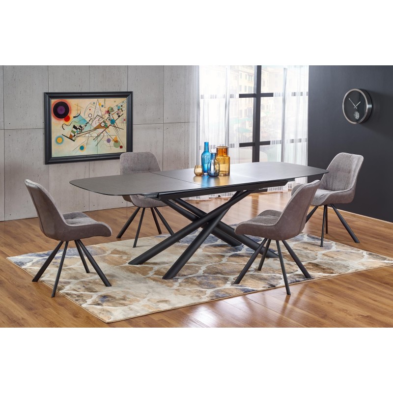 'CAPELLO Extendable Table Top - Dark Ash, Legs - Black' 'CAPELLO Extendable Table Top - Dark Ash, Legs - Black'