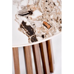 'CARINA_S Beige Marble / Walnut Coffee Table' 'CARINA_S Beige Marble / Walnut Coffee Table'