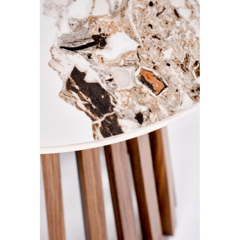 'CARINA_S Beige Marble / Walnut Coffee Table' 'CARINA_S Beige Marble / Walnut Coffee Table'