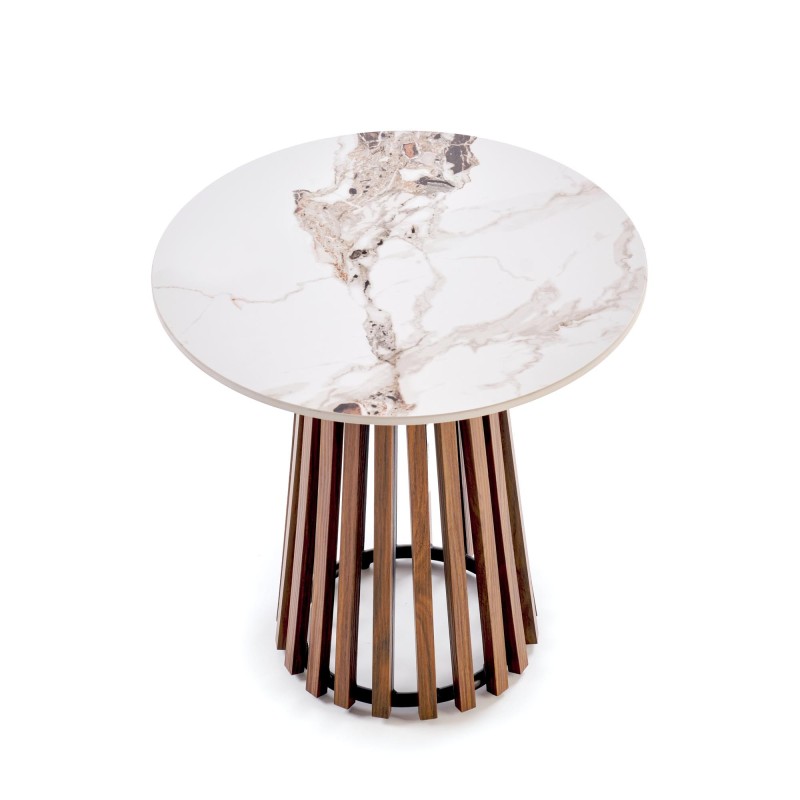 'CARINA_S Beige Marble / Walnut Coffee Table' 'CARINA_S Beige Marble / Walnut Coffee Table'