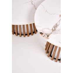 'CARINA_S Beige Marble / Walnut Coffee Table' 'CARINA_S Beige Marble / Walnut Coffee Table'