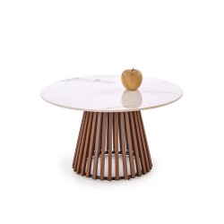 'CARINA Beige Marble / Walnut Coffee Table'
