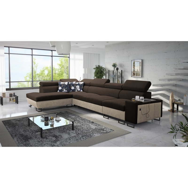 Ecksofa Prestige XI Maxi mit Schlaffunktion und USB-Anschluss | Gepolsterte Ecksofa, Weich im Griff, Freya 210.08 + Tauro 8203