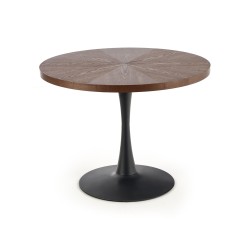 'CARMELO Round Table, Walnut Top, Black Leg'