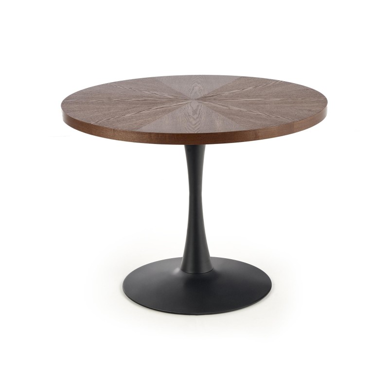 'CARMELO Round Table, Walnut Top, Black Leg' 'CARMELO Round Table, Walnut Top, Black Leg'
